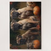 ブルマスティフパピー秋デライトカボチャ ジグソーパズル (縦)