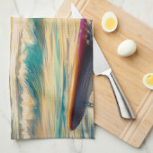 ブルマスティフビーチ絵を描サーフィン キッチンタオル (四つ折り)