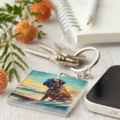 ブルマスティフビーチ絵を描サーフィン キーホルダー (正面右)