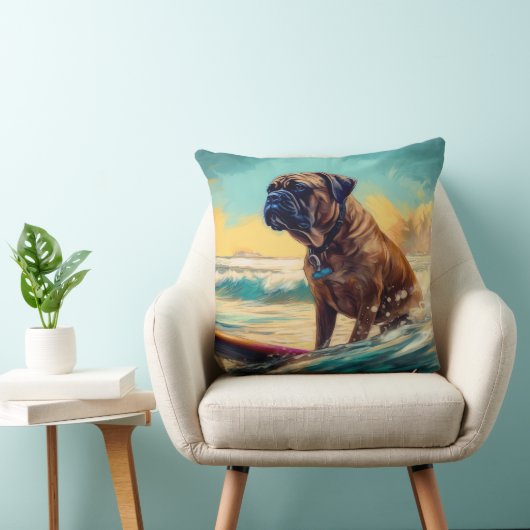 ブルマスティフビーチ絵を描サーフィン クッション (椅子)