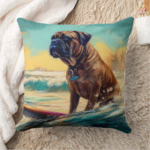 ブルマスティフビーチ絵を描サーフィン クッション (ブランケット)