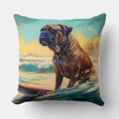 ブルマスティフビーチ絵を描サーフィン クッション (正面)