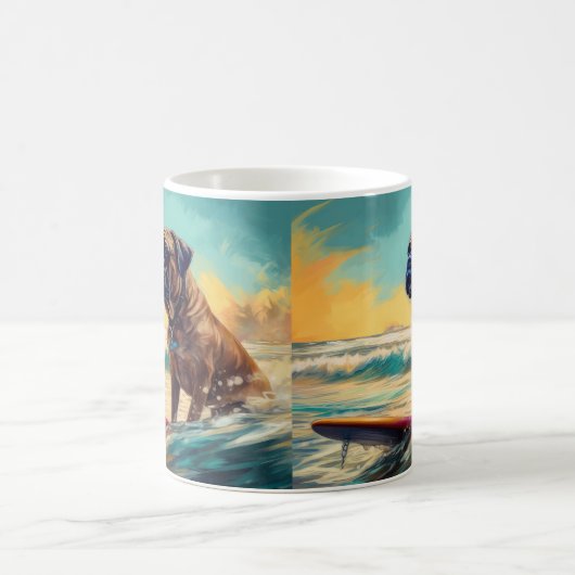 ブルマスティフビーチ絵を描サーフィン コーヒーマグカップ (中央)