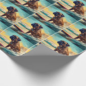 ブルマスティフビーチ絵を描サーフィン ラッピングペーパー (角)