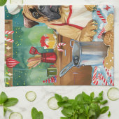 ブルマスティフホリデーベーキング:フェスティバルクリスマス キッチンタオル (折り畳み)