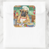 ブルマスティフホリデーベーキング:フェスティバルクリスマス スクエアシール (バッグ)