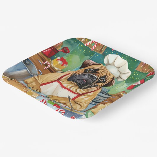 ブルマスティフホリデーベーキング:フェスティバルクリスマス ペーパープレート (傾斜あり)