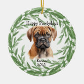 ブルマスティフモノグラムペットクリスマスオーナメント セラミックオーナメント (正面)