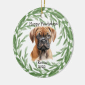 ブルマスティフモノグラムペットクリスマスオーナメント セラミックオーナメント (左)