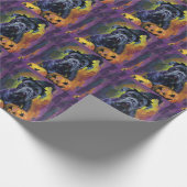 ブルマスティフ不気味ドッグハロウィーン魔女とカボチャ ラッピングペーパー (角)