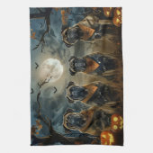 ブルマスティフ不気味ハロウィーン キッチンタオル (縦)