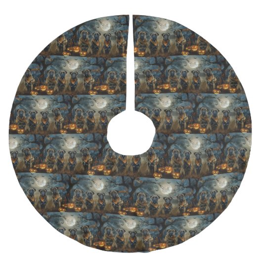 ブルマスティフ不気味ハロウィーン ブラッシュドポリエステルツリースカート (正面)