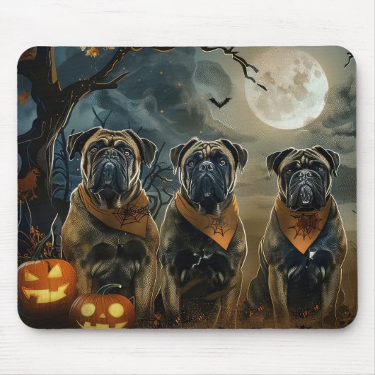 ブルマスティフ不気味ハロウィーン マウスパッド (正面)