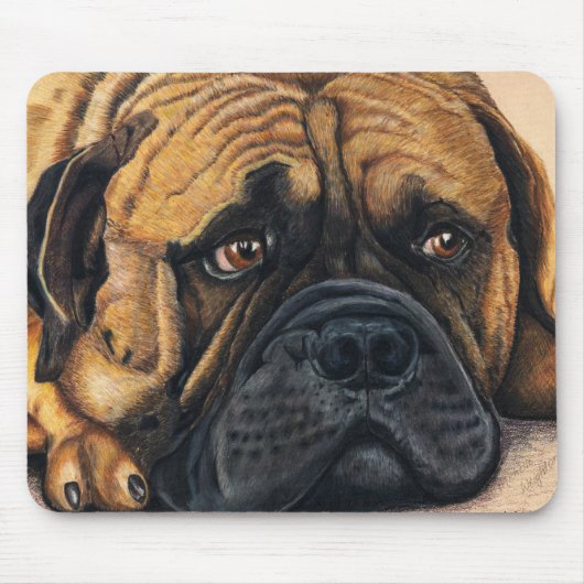 ブルマスティフ待ち – Dog Breed Art マウスパッド (正面)