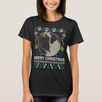 ブルマスティフ犬が醜いクリスマスセーターを育てる Tシャツ
