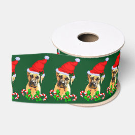 ブルマスティフ犬のクリスマス グログランリボン