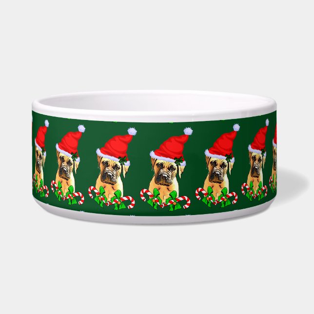 ブルマスティフ犬のクリスマス ボウル (正面)