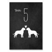 ブルマスティフ犬のシルエット結婚式のレセプション テーブルナンバー (裏面)