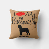 ブルマスティフ犬の毛枕が大好き クッション (裏面)