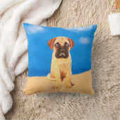 ブルマスティフ犬オンビーチ クッション (ブランケット)