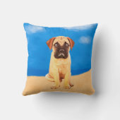 ブルマスティフ犬オンビーチ クッション (裏面)