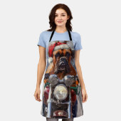 ブルマスティフ犬オートバイのクリスマスに乗る エプロン (着用した状態)