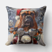 ブルマスティフ犬オートバイのクリスマスに乗る クッション (正面)