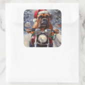 ブルマスティフ犬オートバイのクリスマスに乗る スクエアシール (バッグ)