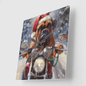 ブルマスティフ犬オートバイのクリスマスに乗る スクエア壁時計 (傾斜)