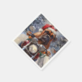 ブルマスティフ犬オートバイのクリスマスに乗る スタンダードカクテルナプキン (角)