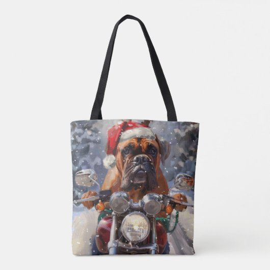 ブルマスティフ犬オートバイのクリスマスに乗る トートバッグ (裏面)