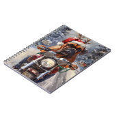 ブルマスティフ犬オートバイのクリスマスに乗る ノートブック (左側)