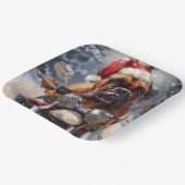 ブルマスティフ犬オートバイのクリスマスに乗る ペーパープレート (傾斜あり)