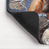 ブルマスティフ犬オートバイのクリスマスに乗る マウスパッド (コーナー)