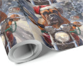 ブルマスティフ犬オートバイのクリスマスに乗る ラッピングペーパー (ロールコーナー)