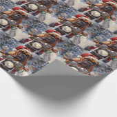 ブルマスティフ犬オートバイのクリスマスに乗る ラッピングペーパー (角)