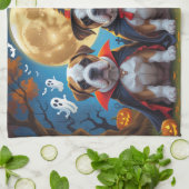 ブルマスティフ犬カボチャおもしろいハロウィーン キッチンタオル (折り畳み)