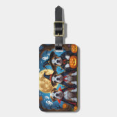 ブルマスティフ犬カボチャおもしろいハロウィーン ラゲッジタグ (正面縦)