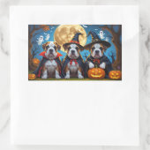 ブルマスティフ犬カボチャおもしろいハロウィーン 長方形シール (バッグ)