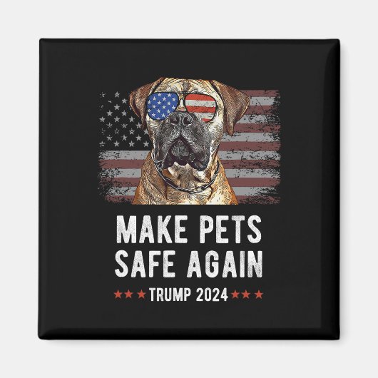 ブルマスティフ犬トランプとペットの安全 マグネット (正面)