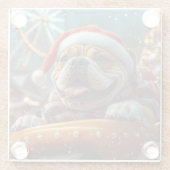 ブルマスティフ犬ローラーコースタークリスマス ガラスコースター (裏面)