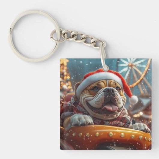 ブルマスティフ犬ローラーコースタークリスマス キーホルダー (正面)