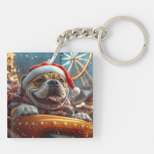 ブルマスティフ犬ローラーコースタークリスマス キーホルダー (裏面)