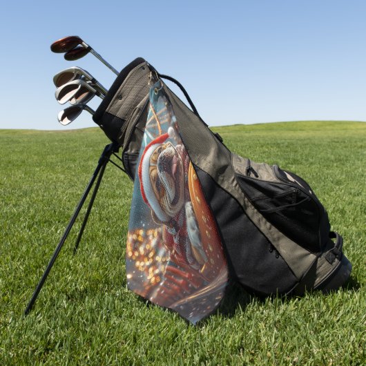 ブルマスティフ犬ローラーコースタークリスマス ゴルフタオル (グリーン)