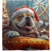 ブルマスティフ犬ローラーコースタークリスマス シャワーカーテン (正面)