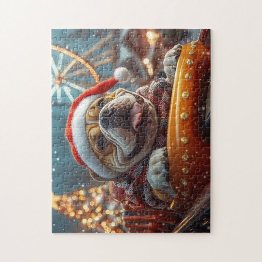 ブルマスティフ犬ローラーコースタークリスマス ジグソーパズル (縦)