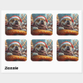 ブルマスティフ犬ローラーコースタークリスマス スクエアシール (シート)