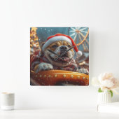 ブルマスティフ犬ローラーコースタークリスマス スクエア壁時計 (ホーム)