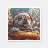 ブルマスティフ犬ローラーコースタークリスマス スタンダードカクテルナプキン (正面)