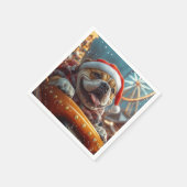 ブルマスティフ犬ローラーコースタークリスマス スタンダードカクテルナプキン (角)